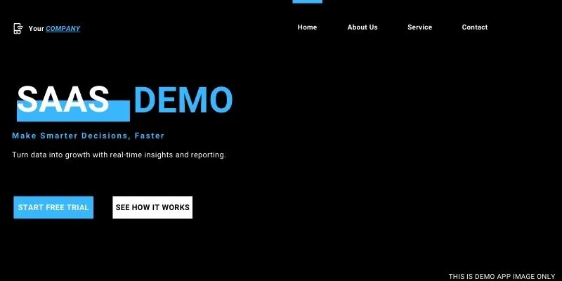SaaS homepage hero section showing product headline, subheadline, and CTA buttons in clean layout